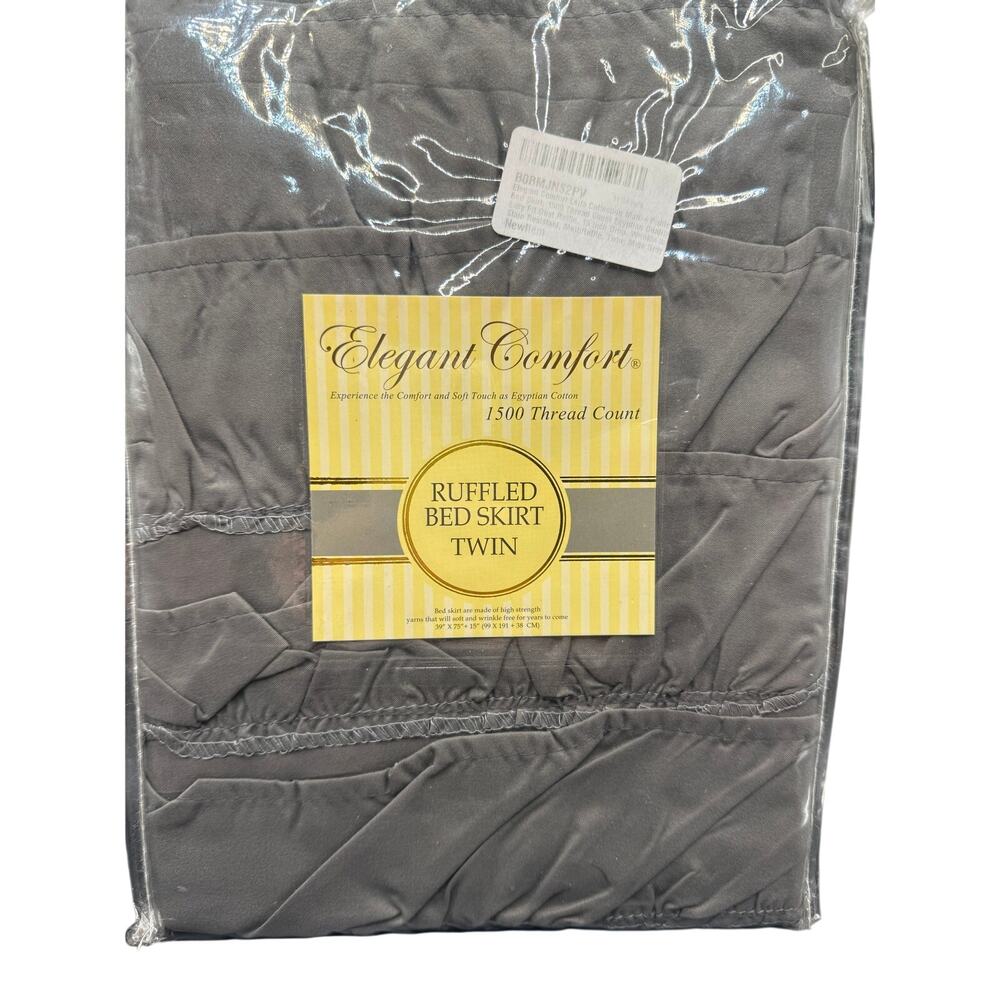 Elegant Comfort 1500 Thread Count Twin Ruffled Bed Skirt Color Grey
